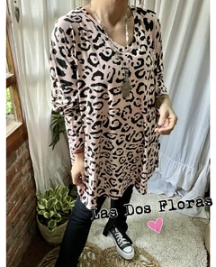 Remeron oversize largo animal print manga larga