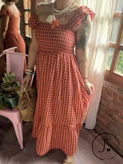 Vestido · Volato · naranjas y ladrillo - comprar online
