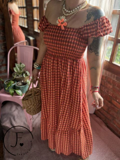 Vestido · Volato · naranjas y ladrillo - tienda online