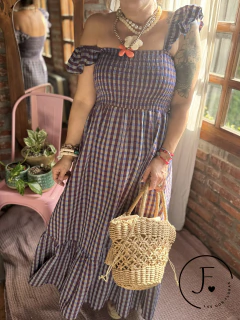 Vestido · Volato · Azules y marron en internet