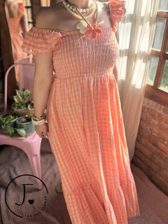 Vestido · Volato · Rosa y coral - comprar online