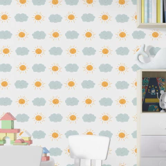 Papel De Parede Infantil Nuvens e Sol - INF506