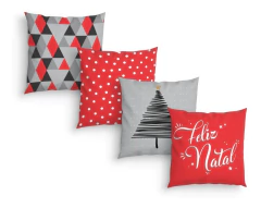 Kit 4 Capas De Almofadas Decorativas Natal Mod150 Vermelho - comprar online