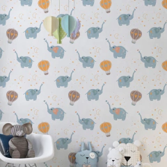 Papel De Parede Infantil Elefantinhos e Balões