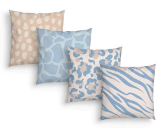 Kit 4 Capas Almofadas Decorativas Animal Print Azul e Bege - comprar online