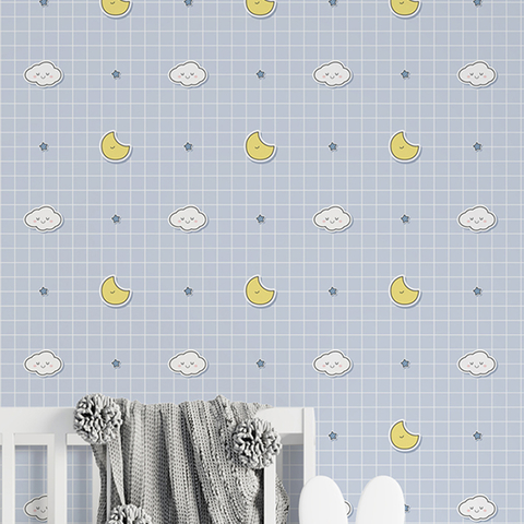 Papel De Parede Infantil Nuvens e Lua IF505