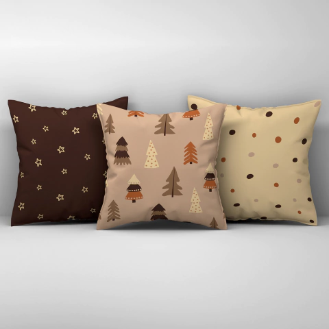 3 Capas de Almofada de Natal Tons Bege 45cm Decoração Sofá