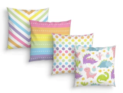 Kit 4 Capas Almofadas Decorativas Infantil Dinossauro Menina - comprar online