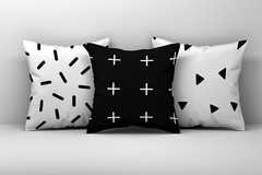 Capa Almofada Geométrica Preto e Branco - Kit 3