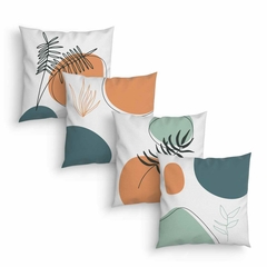 Kit 4 Capas Almofadas Decorativas Abstrato Laranja e Verde Água - AB12 - comprar online