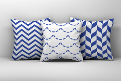 Kit 3 Capas de Almofadas Decorativas Infantil Listras Azul e Branco 015
