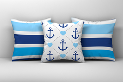 Almofada de Âncora - Kit 3 Capas Decorativas Infantil Azul