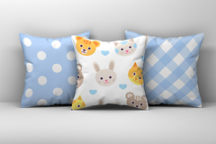 Kit 3 Capas de Almofadas Decorativas Infantil Coelhinha e Gatinho Menino 028