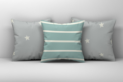 Kit 3 Capas de Almofadas Decorativas Infantil Azul Turquesa e Cinza 034