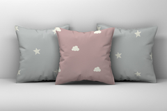 Kit 3 Capas de Almofadas Decorativas Infantil Rosa e Cinza 035