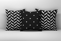 Kit 3 Capas de Almofadas Decorativas Infantil Geométrico Preto e Branco 060