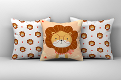 Kit 3 Capas de Almofadas Decorativas Infantil Leão 090