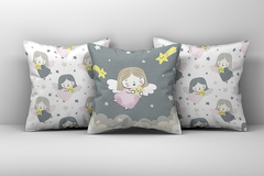 Kit 3 Capas de Almofadas Decorativas Infantil Anjinha 114