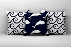 Kit 3 Capas de Almofadas Decorativas Golfinhos e Ondas (Inf 140)