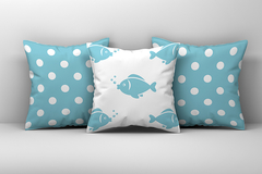 Kit 3 Capas de Almofadas Decorativas Infantil Peixinhos Azul Md 149