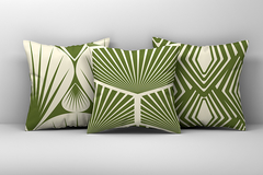Kit 3 Capas de Almofadas Decorativas Abstrato Verde e Branco - Md 153