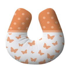 Almofada de Amamentação Com Zíper 100% Algodão - Borboletas Laranja