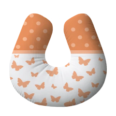Almofada de Amamentação Com Zíper 100% Algodão - Borboletas Laranja