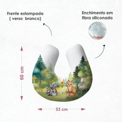 Almofada de Amamentação Com Zíper 100% Algodão - Bosque Aquarela - Arte e Cores