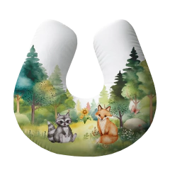 Almofada de Amamentação Com Zíper 100% Algodão - Bosque Aquarela