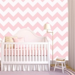 Papel de Parede Chevron Rosa e Branco