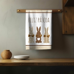 Pano De Prato Atoalhado Copa Cozinha Páscoa Coelhos Marrons na internet