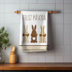 Pano De Prato Atoalhado Copa Cozinha Páscoa Coelhos Marrons - comprar online