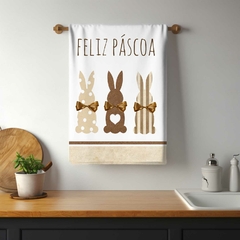 Pano De Prato Atoalhado Copa Cozinha Páscoa Coelhos Marrons - loja online