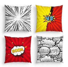 4 Capas de Almofada 45cm Decoração Infantil Comic Heróis - Md 02
