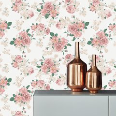 Papel de Parede Adesivo Floral Rosa - 42