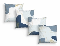 Kit 4 Capas Almofadas Decorativa 45cm Folhagens Azul - comprar online