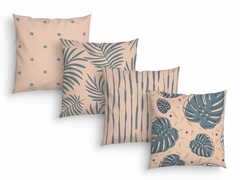 Kit 4 Capas de Almofadas Decorativas Folhagem Salmão - comprar online