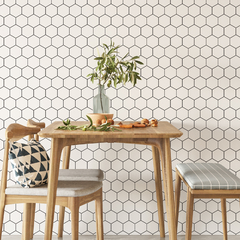 Papel De Parede Adesivo Hexágono Colmeia Preto e Branco