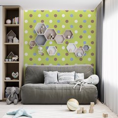 Papel de Parede Adesivo Bolinhas Verde, Cinza e Azul - INF501