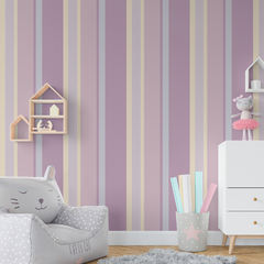 Papel de Parede Adesivo Listras Bege, Lilás, azul e roxo