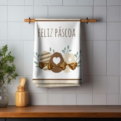 Pano De Prato Atoalhado Copa Cozinha Páscoa Ovos Marrons - Arte e Cores