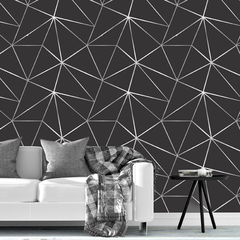 Papel de Parede Adesivo Geométrico Preto e Prata - comprar online
