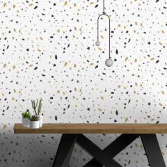 Papel de Parede Adesivo Granilite Terrazzo Tons de Bege e Preto - comprar online
