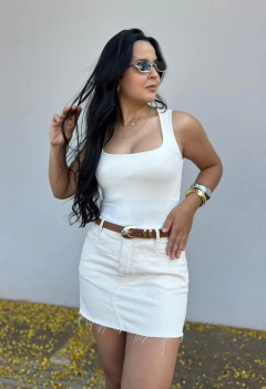 Saia Jeans Bia - Flor de luxo - sua loja Online 