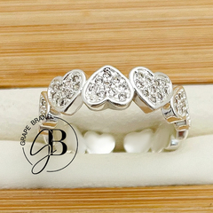 AN 733 - Anillo REGULABLE CORAZONES cubics (PL) - comprar online