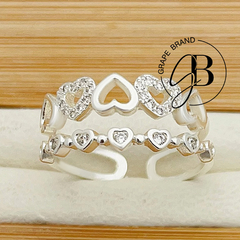 AN 738 - Anillo REGULABLE CORAZONES cubics (PL) - comprar online