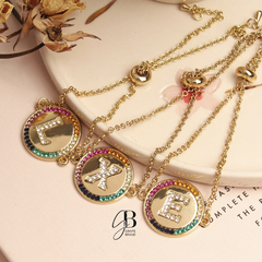 PU 302 - Pulsera con inicial y circonias colores