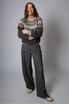 sweater Bayo gris llama y lana merino - comprar online