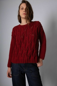 sweater Lyon borgoña lana merino - timossitejidos