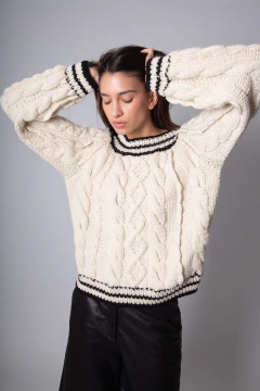 Sweater Amiens crudo lana Merino 100% - comprar online